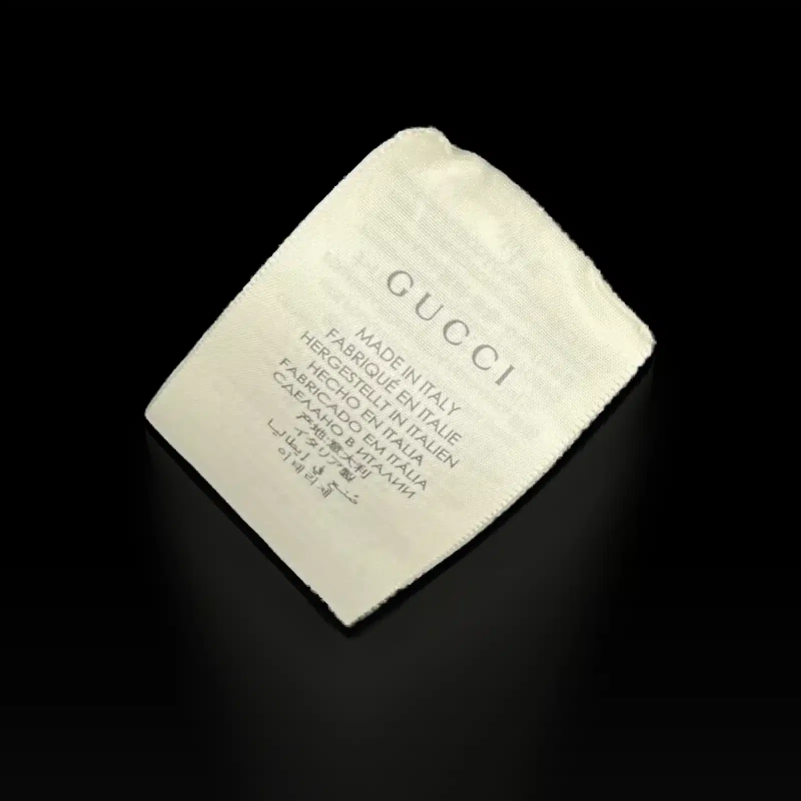 Étiquette intérieure Gucci de la casquette, Made in Italy