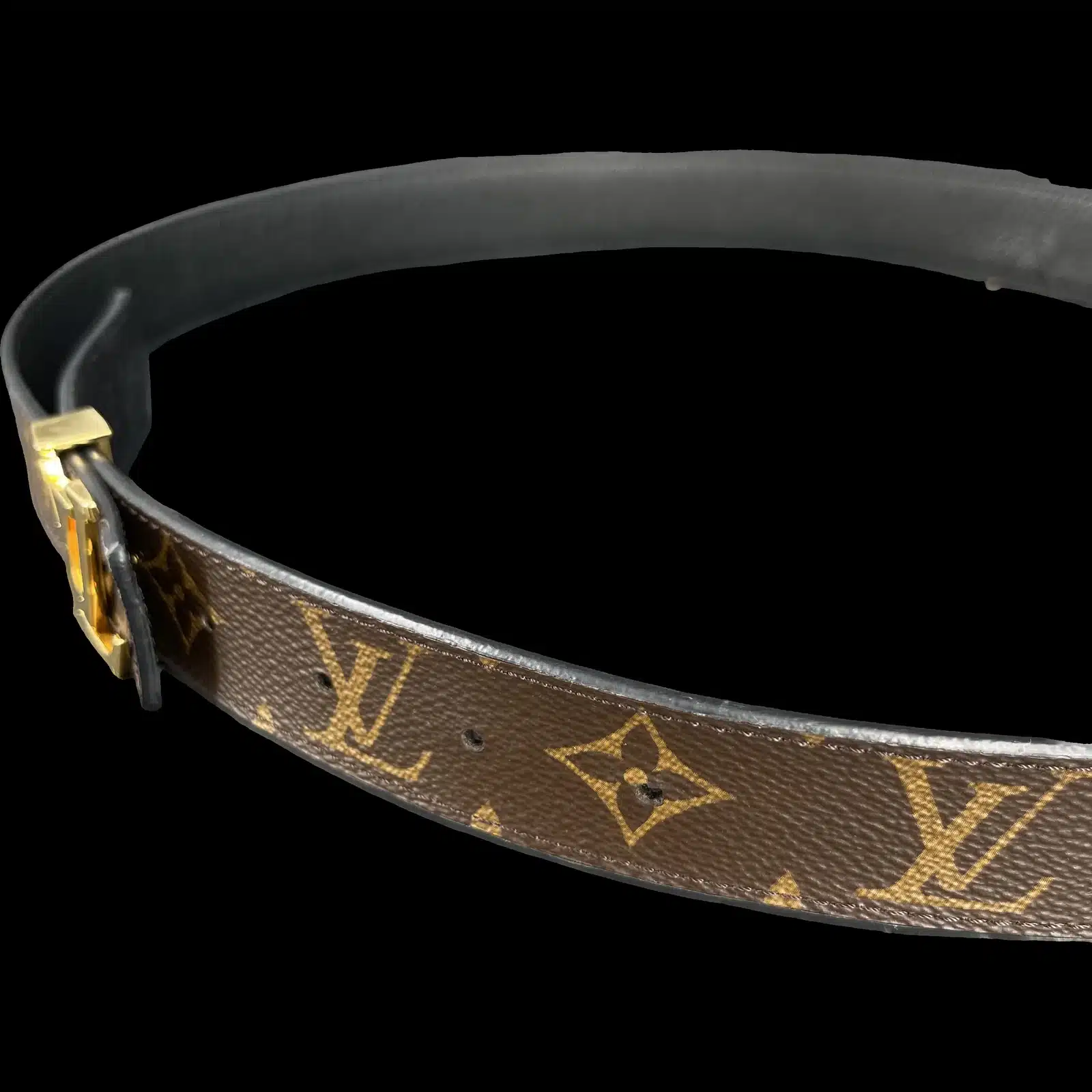 Cinturón Louis Vuitton Initiales Reversible Monogram y Negro – Talla 90 – 5