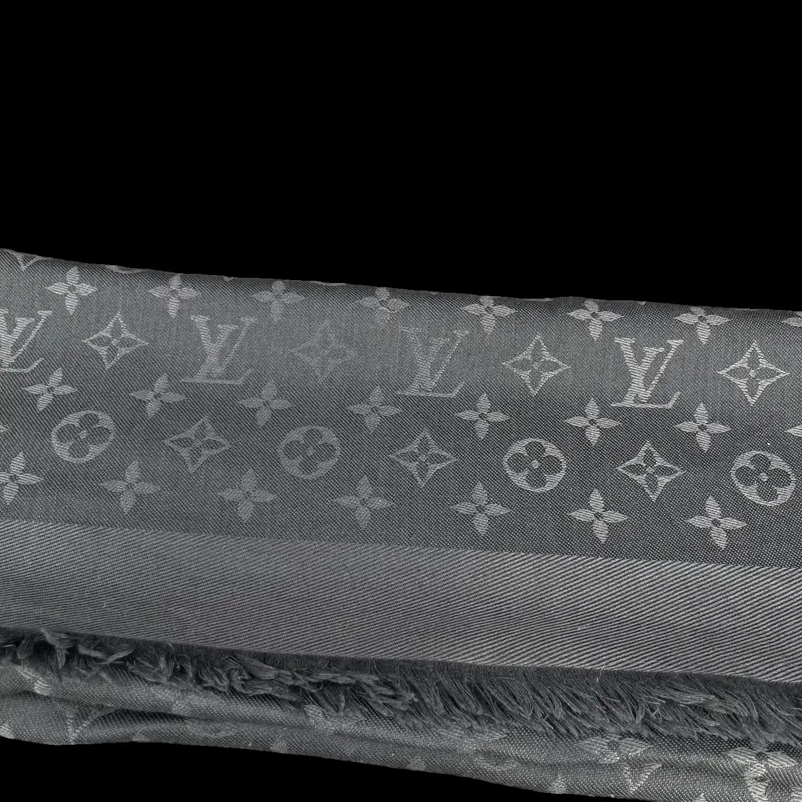 Bordure frangée du châle Louis Vuitton Monogram gris