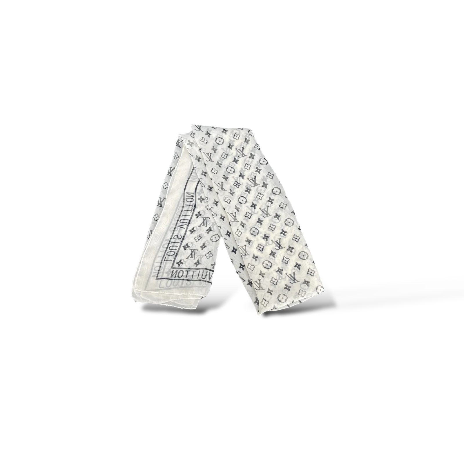 Foulard Louis Vuitton Monogram en Soie Blanc et Noir – Taille Unique