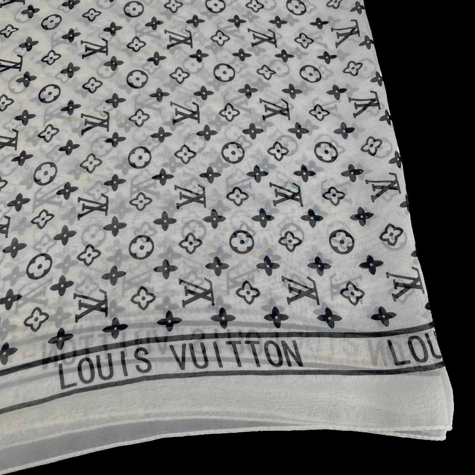 Louis Vuitton Monogram Silk Scarf White and Black – One Size – 2