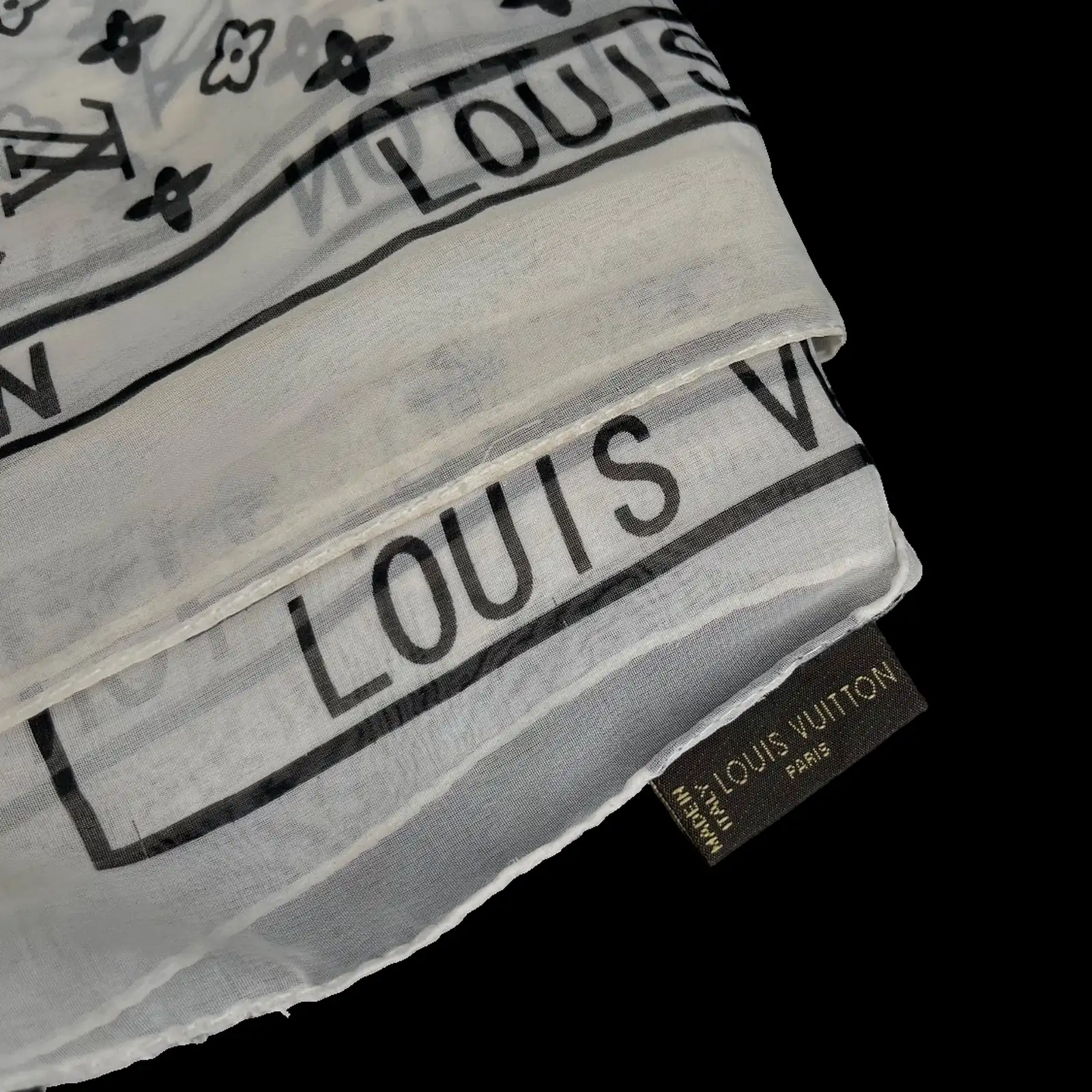 Louis Vuitton Monogram Silk Scarf White and Black – One Size – 4