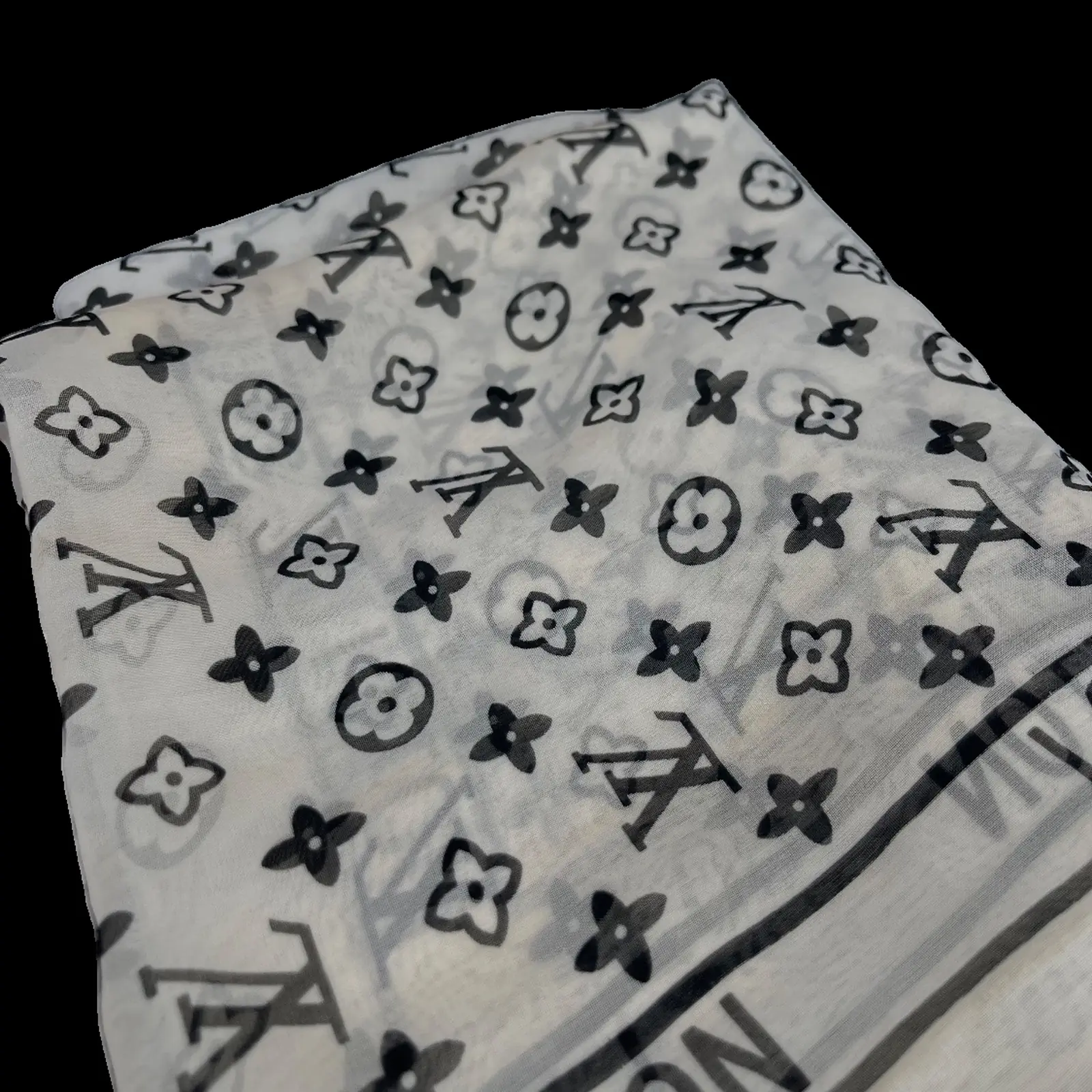 Louis Vuitton Monogram Silk Scarf White and Black – One Size – 5