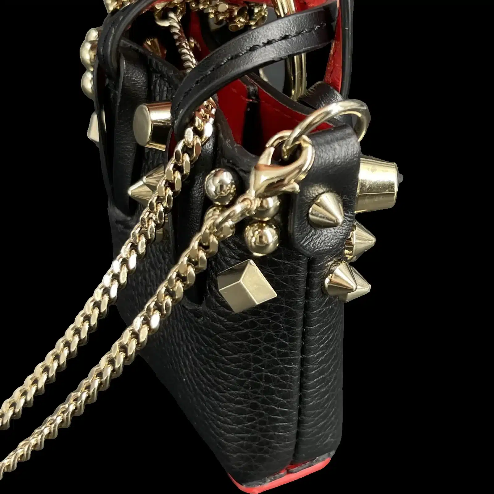 Mini Borsa Christian Louboutin Cabata Case Nera Borchiata – Charm per Borsa – 3