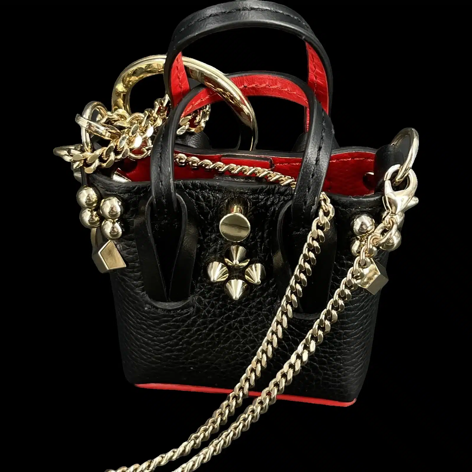 Mini Borsa Christian Louboutin Cabata Case Nera Borchiata – Charm per Borsa – 4