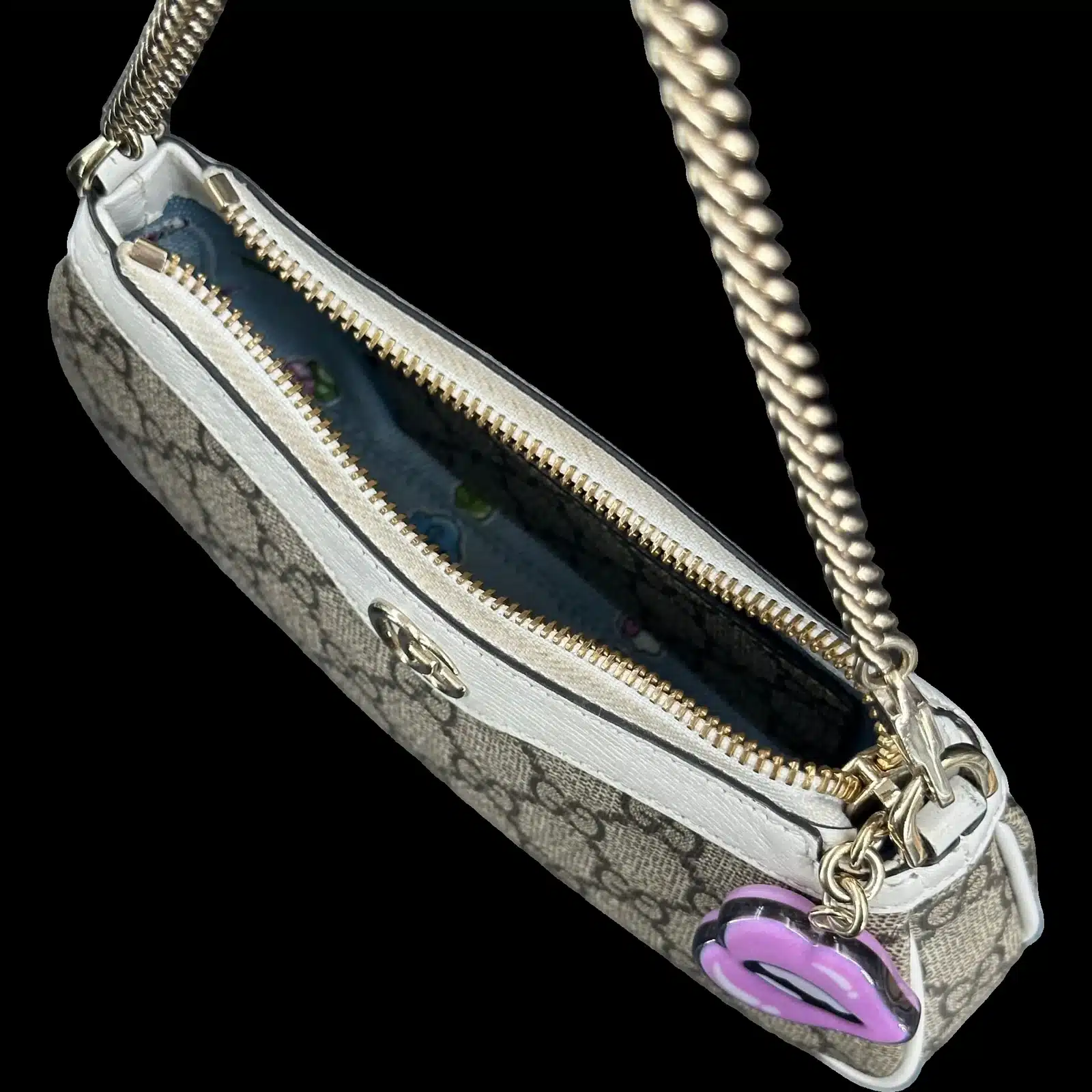 Gucci GG Supreme Mini Chain Bag Beige and White Leather – Mini