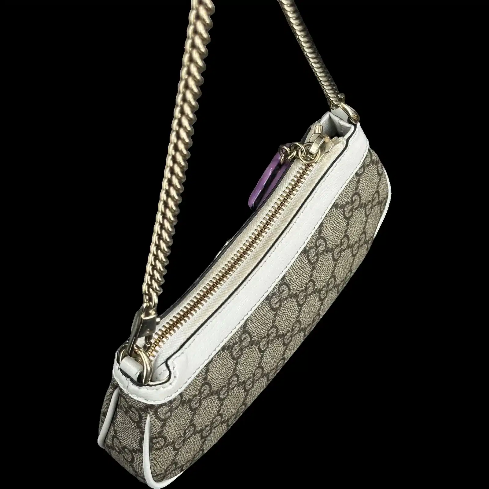 Gucci GG Supreme Mini Chain Bag Beige and White Leather – Mini – 2