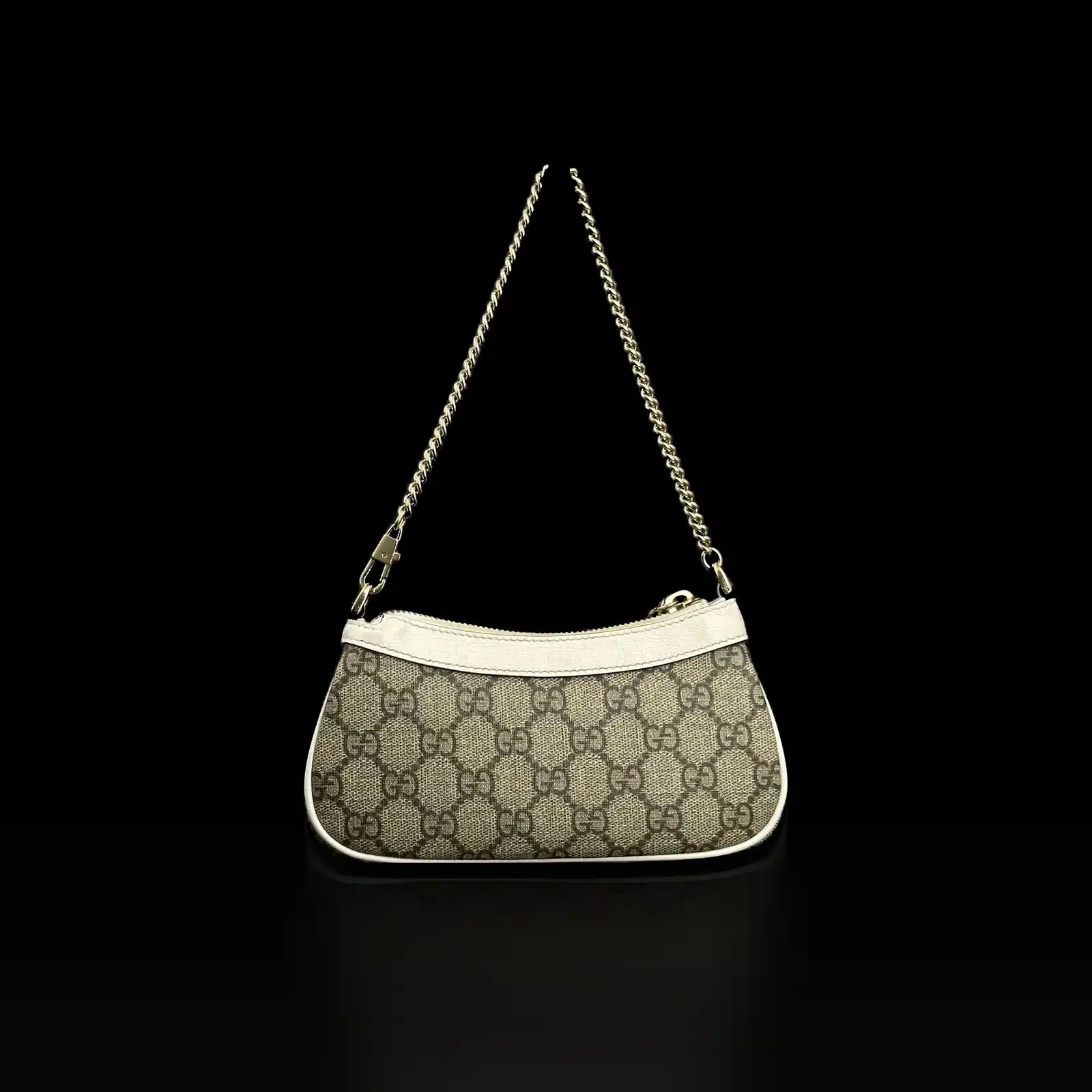Gucci GG Supreme Mini Chain Bag Beige and White Leather – Mini – 3