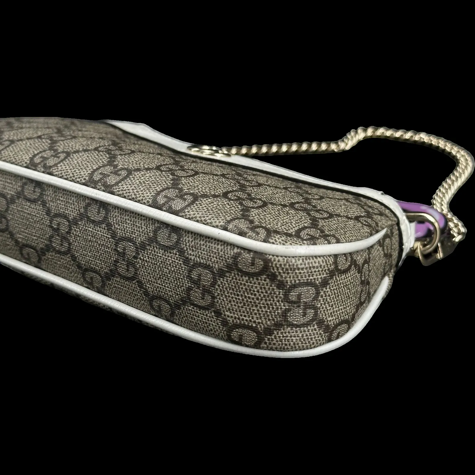 Gucci GG Supreme Mini Chain Bag Beige and White Leather – Mini – 4