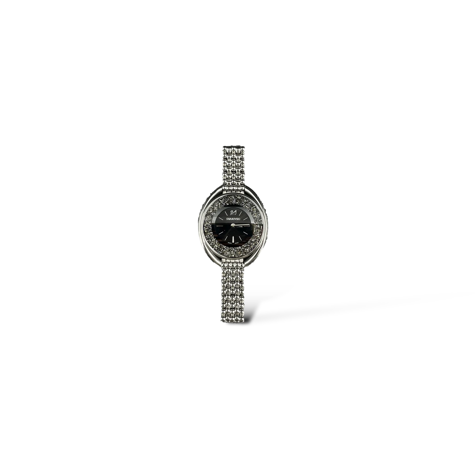 Montre Swarovski Crystalline Oval Noire et Acier – Taille Unique
