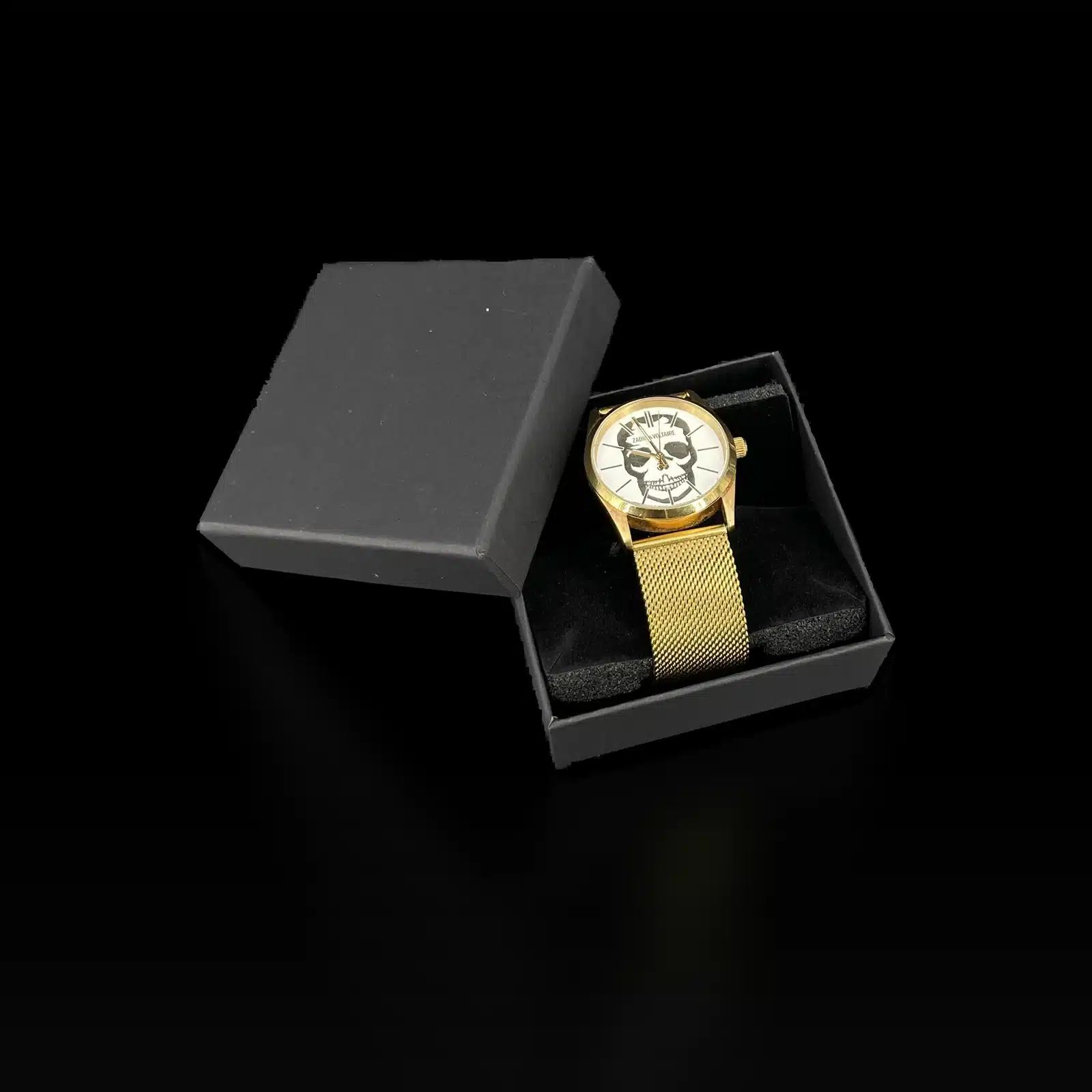 Montre Zadig et Voltaire Tête de Mort Dorée Bracelet Milanais – Taille Unique