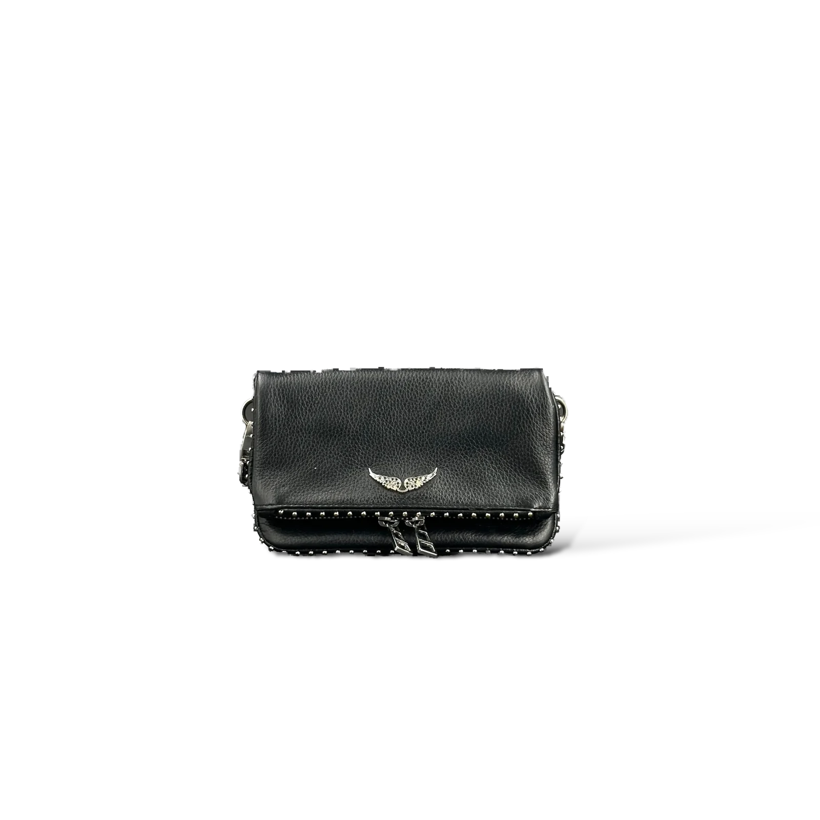 Pochette Zadig et Voltaire Rock Cloutée Cuir Grainé Noir – Taille Small