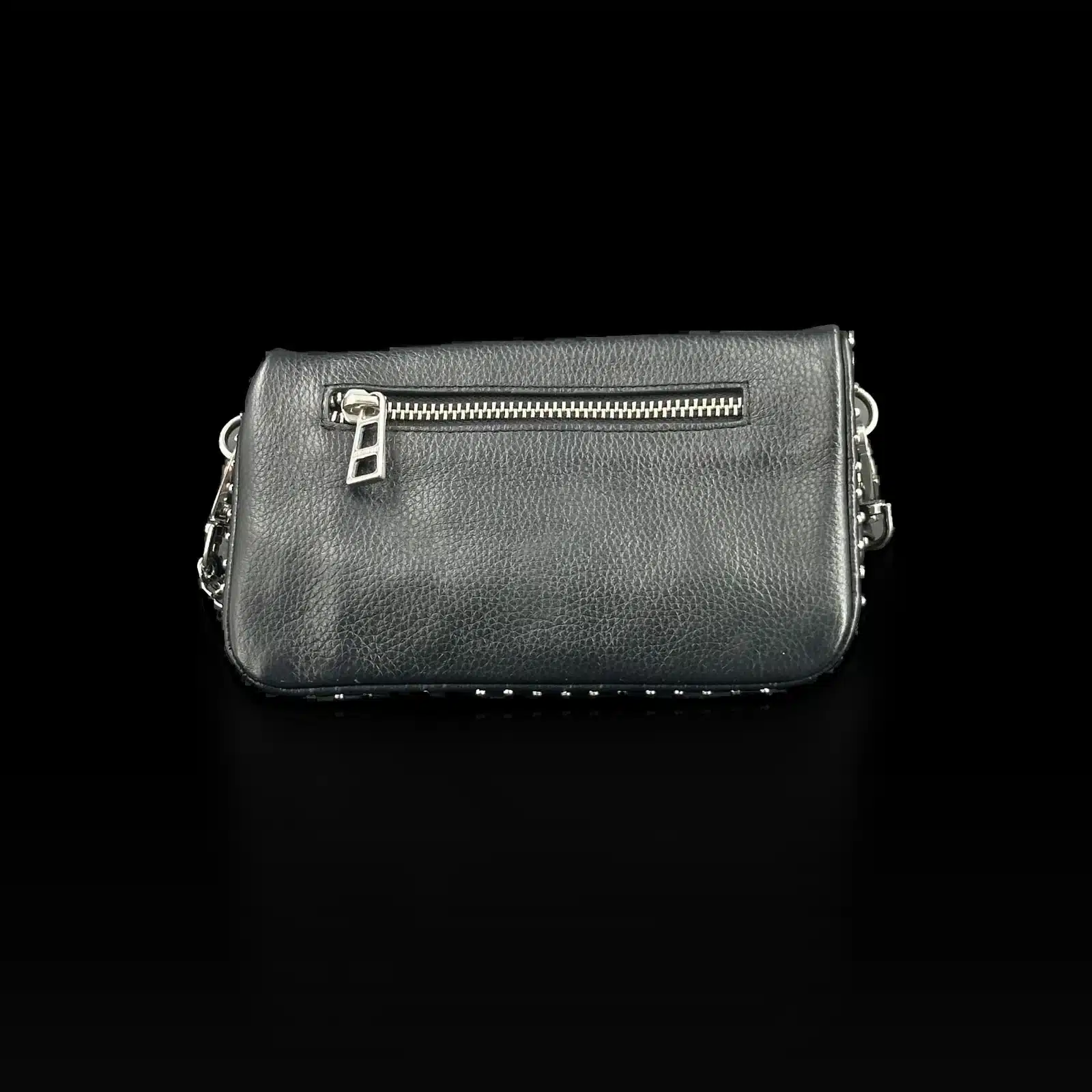 Zadig et Voltaire Rock Studded Clutch Black Grained Leather – Size Small – 2