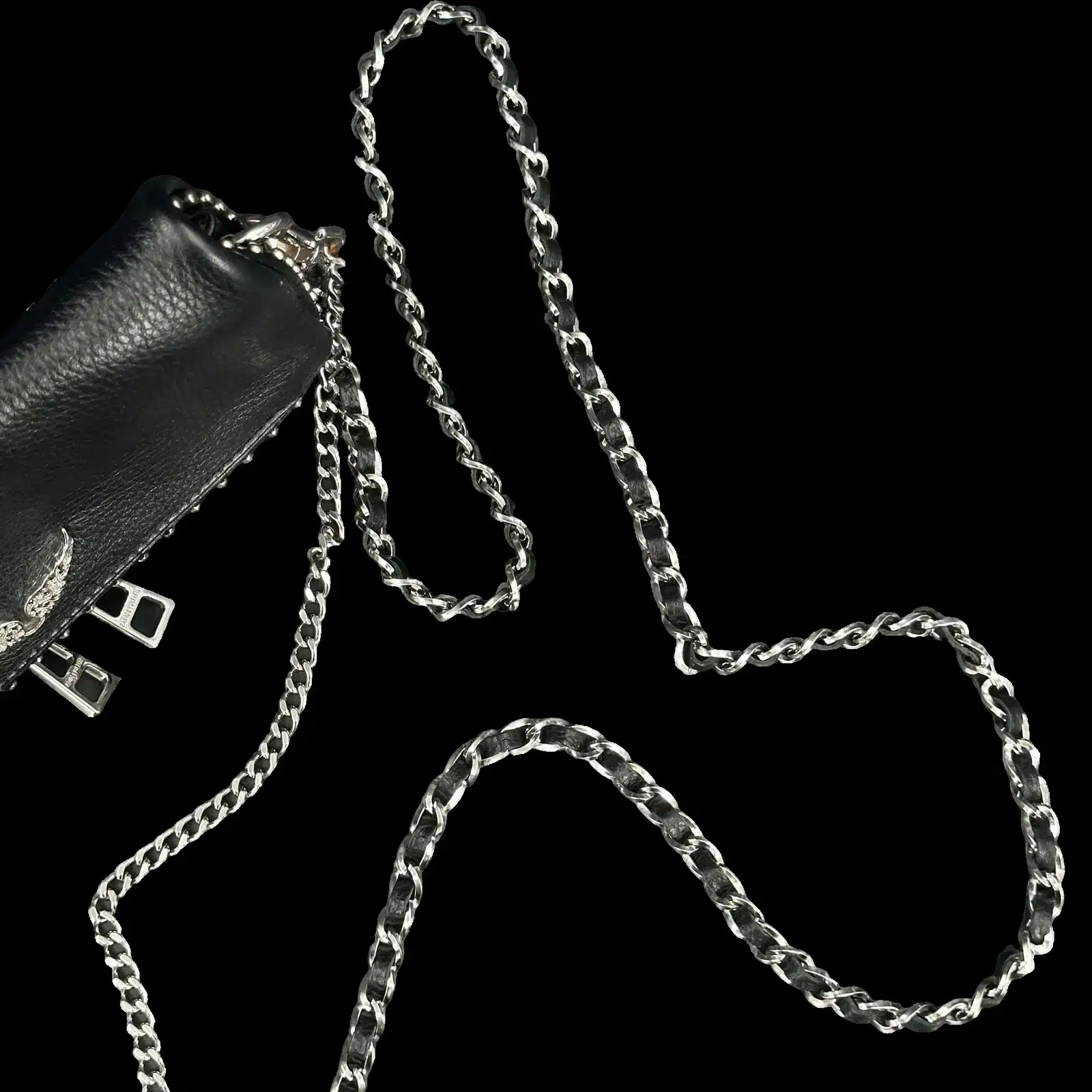 Zadig et Voltaire Rock Studded Clutch Black Grained Leather – Size Small – 4