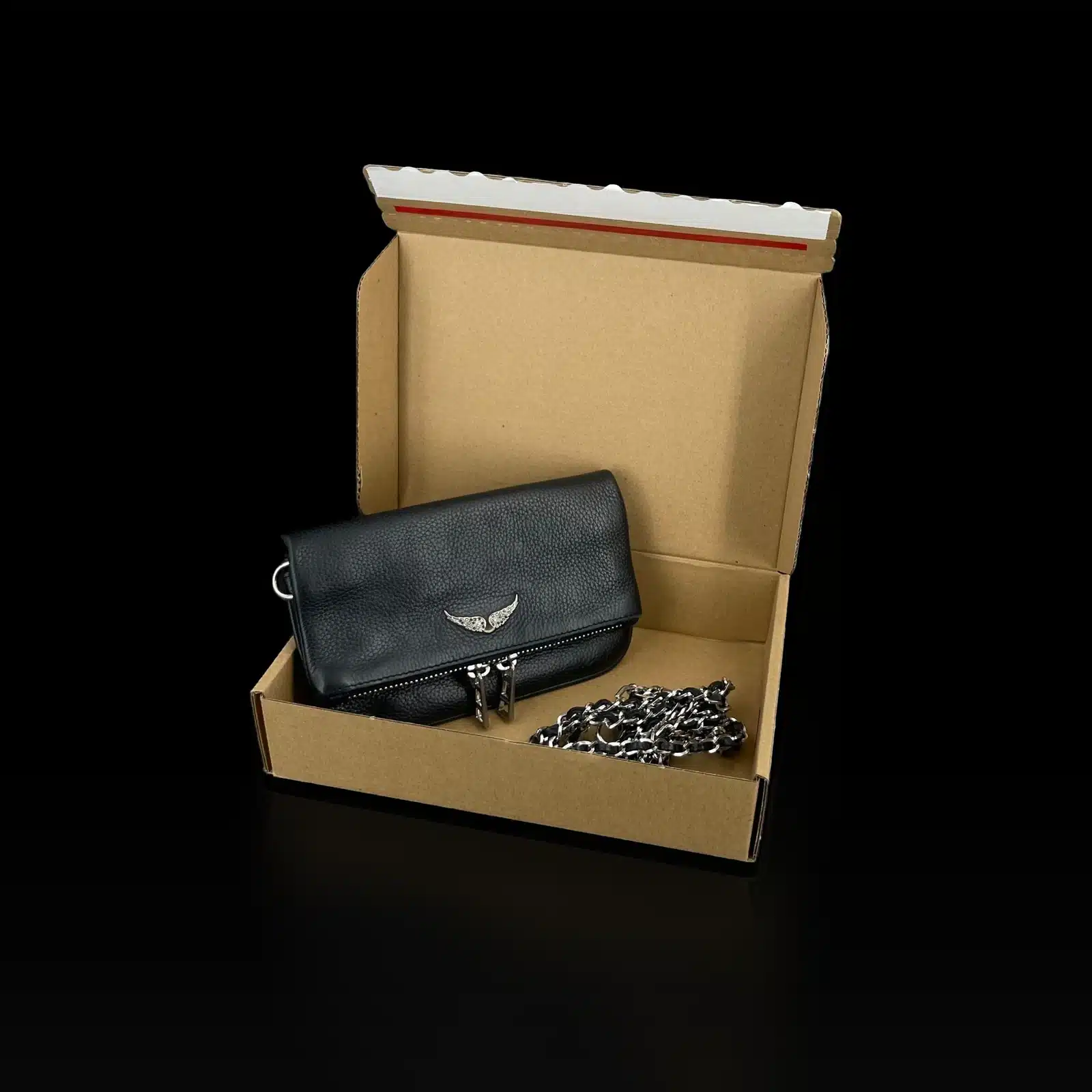 Pochette Zadig et Voltaire Rock Nano noire avec sa chaîne amovible argentée