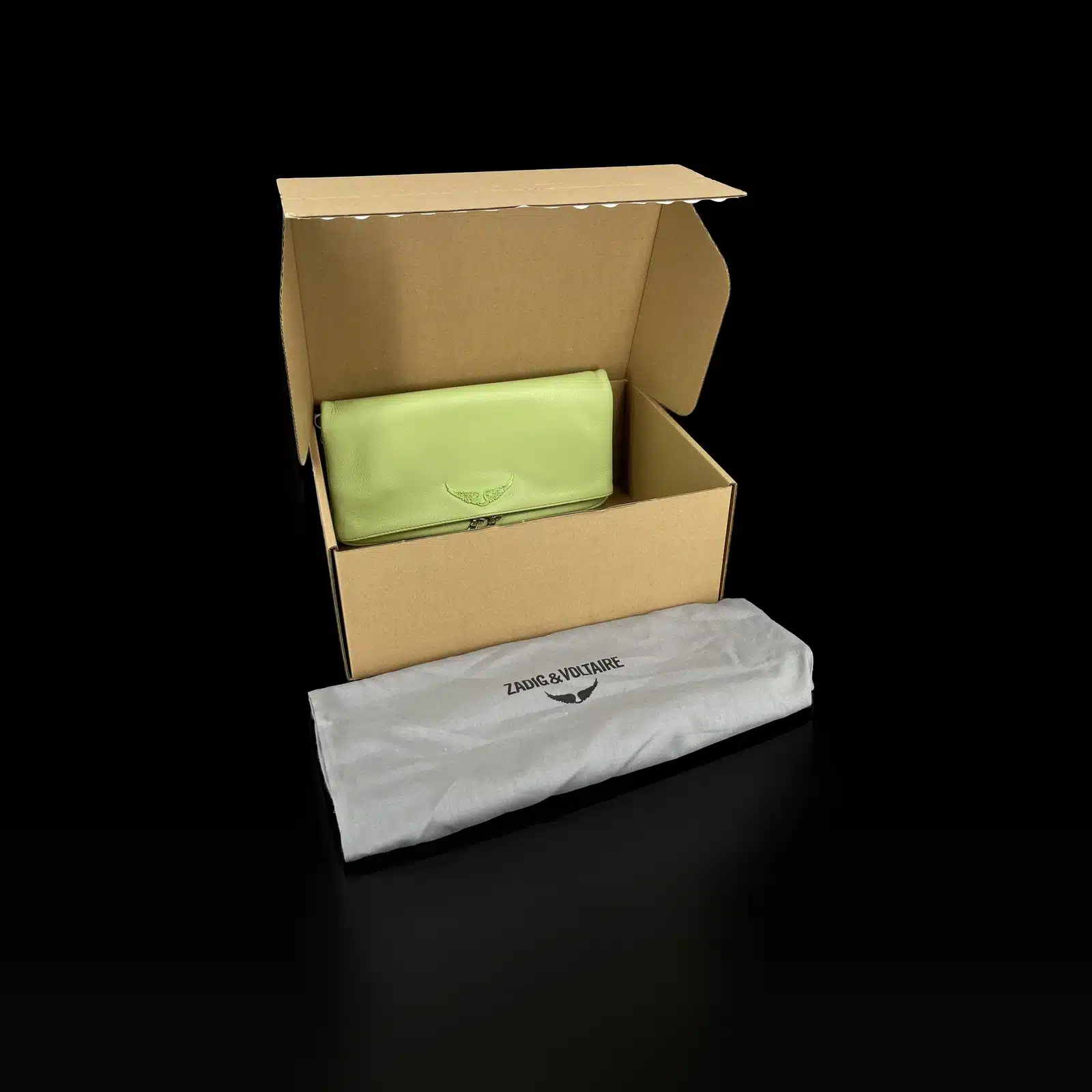 Pochette Zadig & Voltaire Rock Pelle Verde Lime – Taglia Media – 6