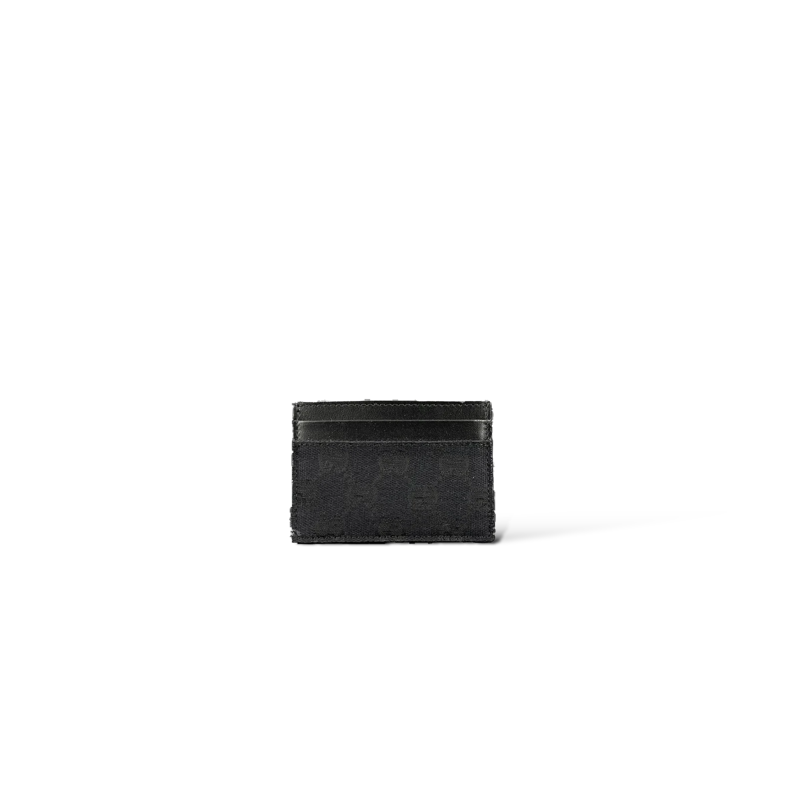 Porte-cartes Gucci GG en toile noire et cuir