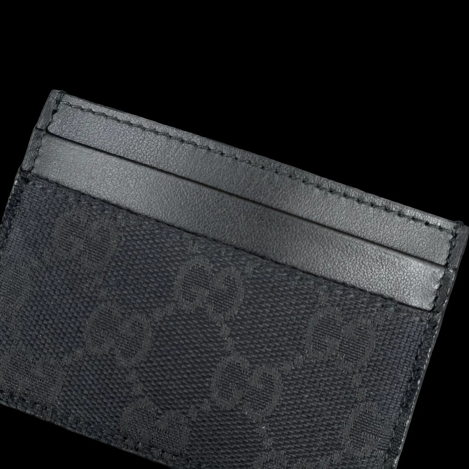 Gucci GG Card Holder in Black Canvas and Leather – 3