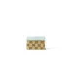 Portacarte Gucci Tela GG Beige e Pelle Azzurra