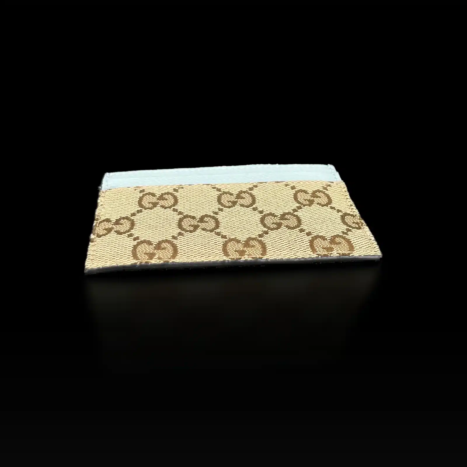 Gucci Card Holder GG Canvas Beige and Light Blue Leather – 3