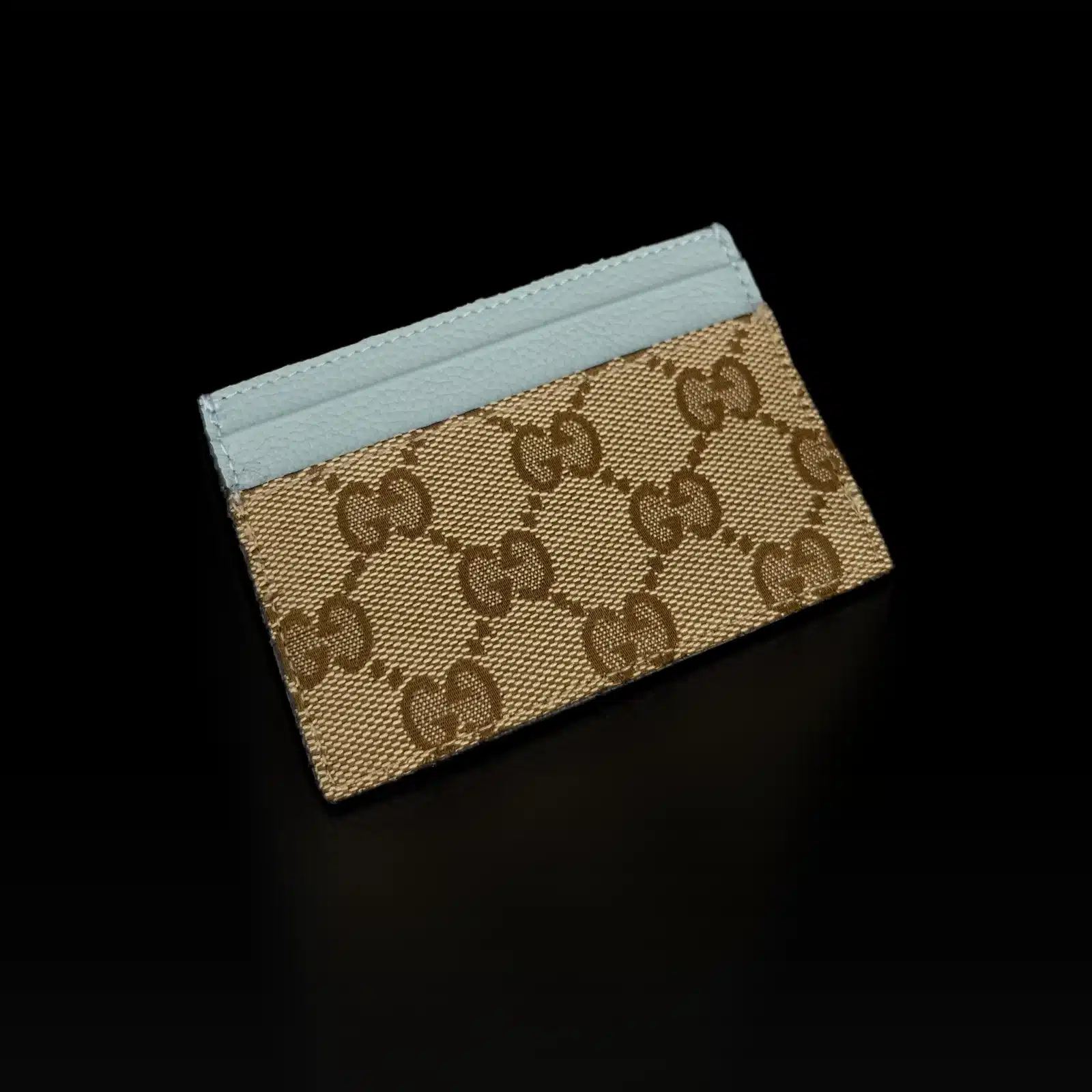 Gucci Card Holder GG Canvas Beige and Light Blue Leather – 4