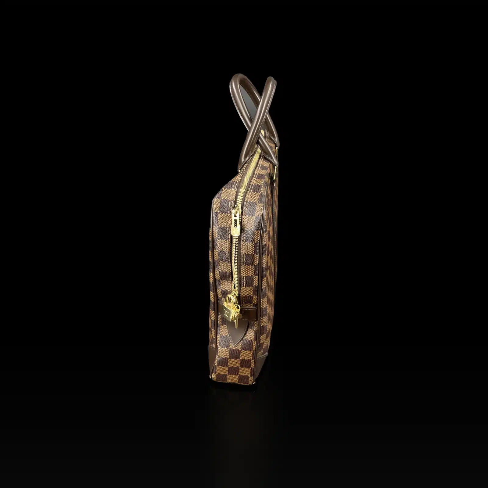 Porte-Documents Voyage Louis Vuitton Damier Ébène, vue de côté avec fermeture zippée dorée