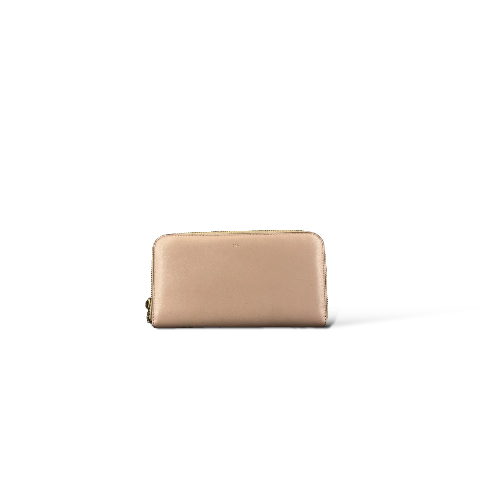 Portefeuille zippé Chloé en cuir rose poudré et beige