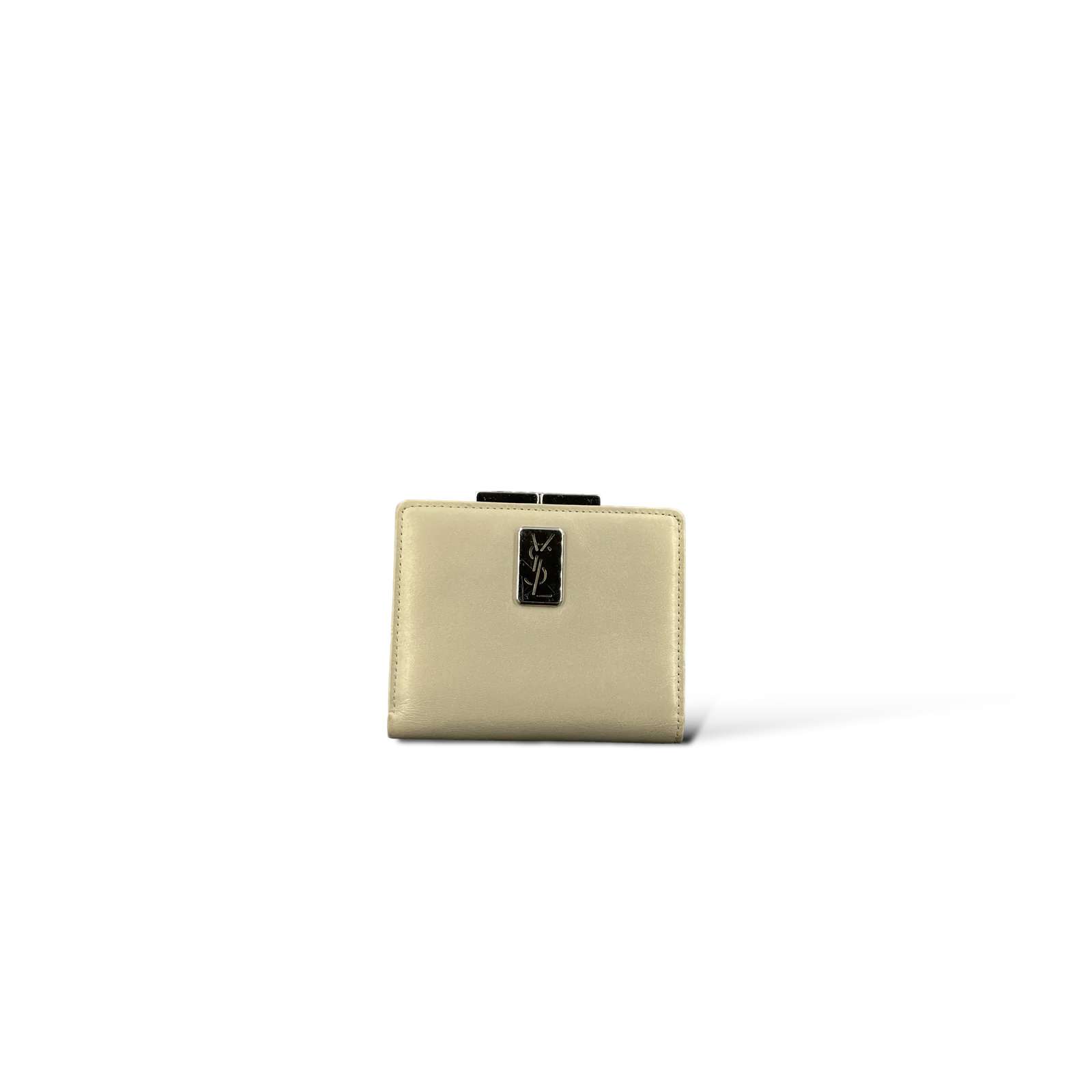 Portefeuille Yves Saint Laurent Cuir Beige à Fermoir Clic-Clac