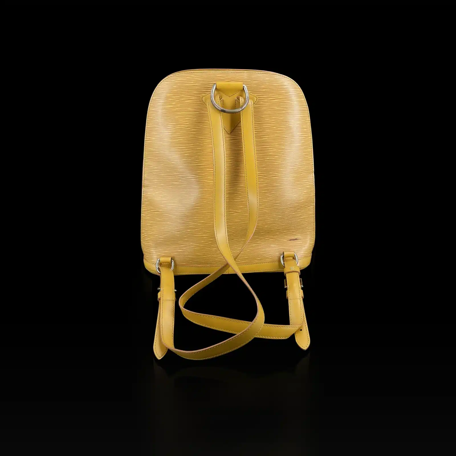 Dos du sac Louis Vuitton Gobelins jaune avec sangles en cuir lisse et anneau