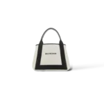 Borsa Balenciaga Navy Cabas Small Tela Ecru e Pelle Nera