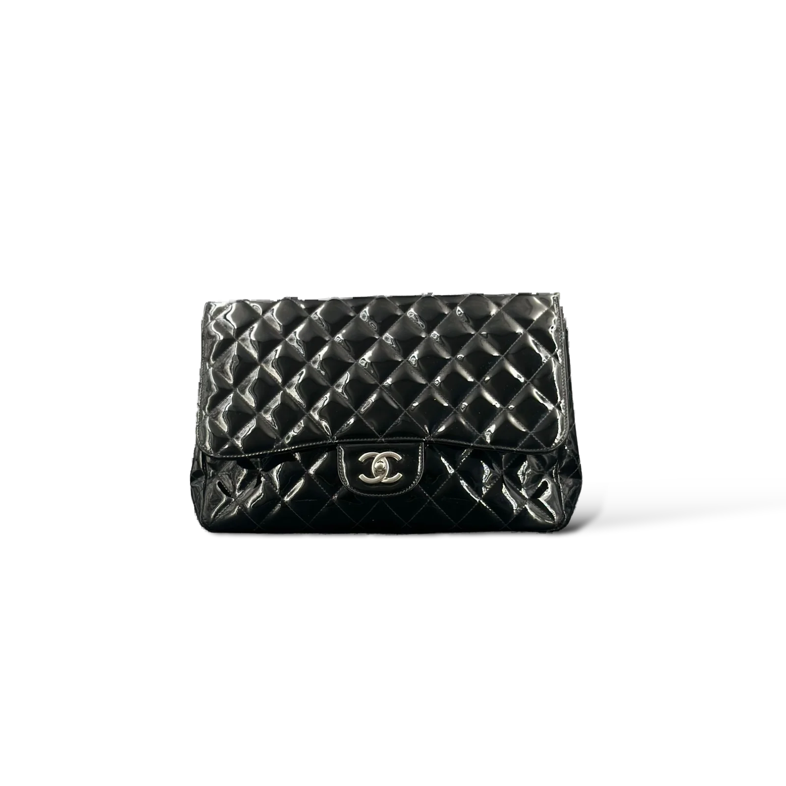 Sac Chanel Timeless en cuir verni noir – Taille Médium
