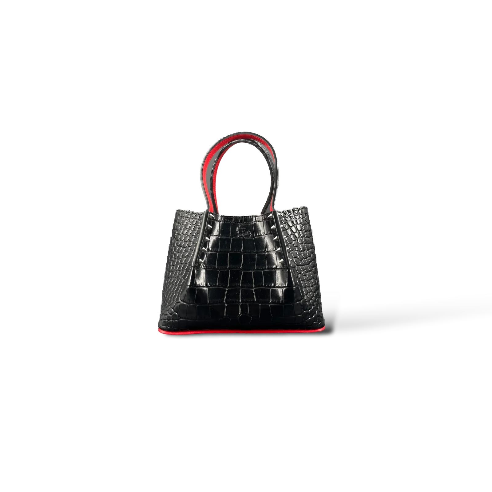 Sac Christian Louboutin Cabata Noir Effet Croco Clouté – Taille Medium