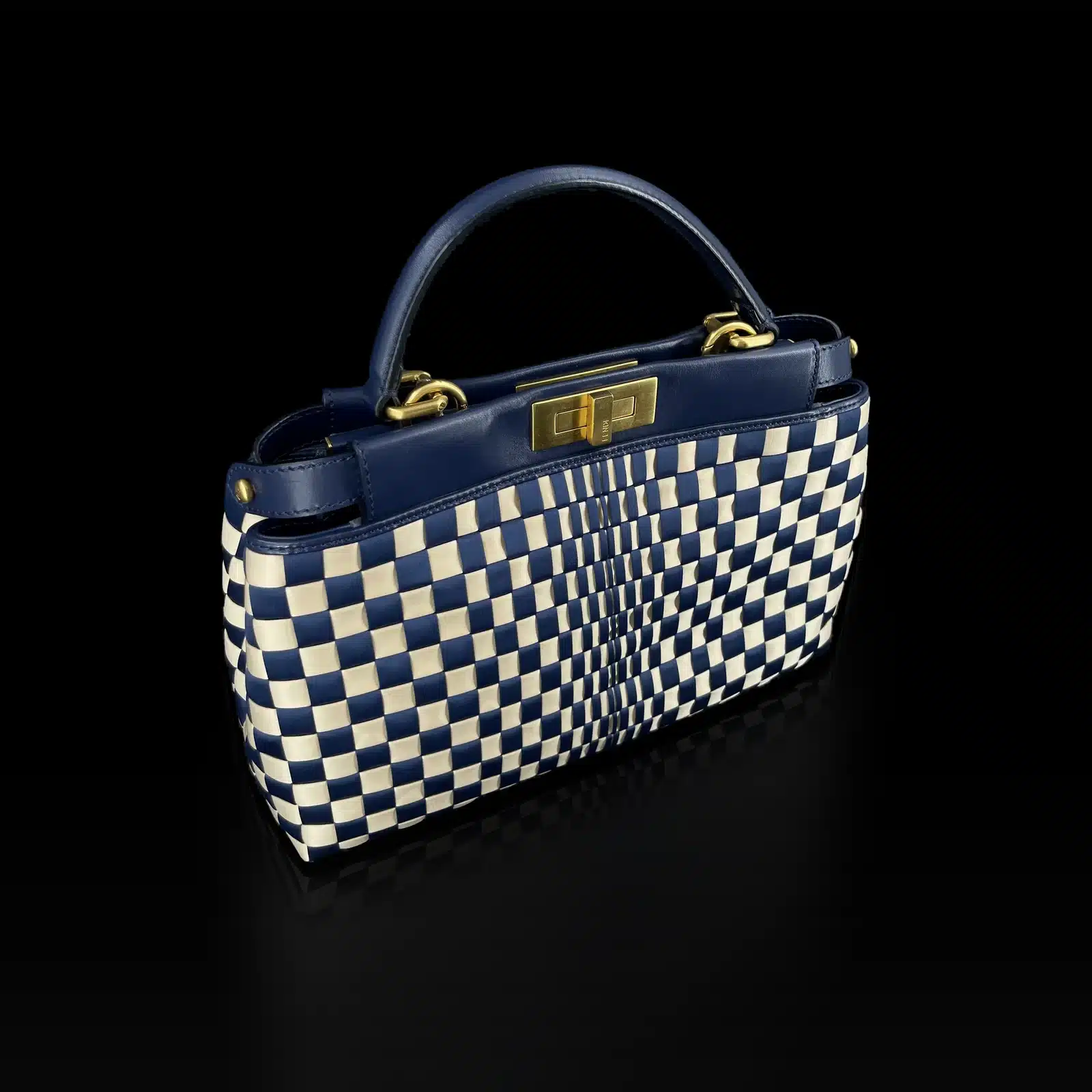 Fendi Peekaboo Medium Bag Woven Navy and Beige – 2