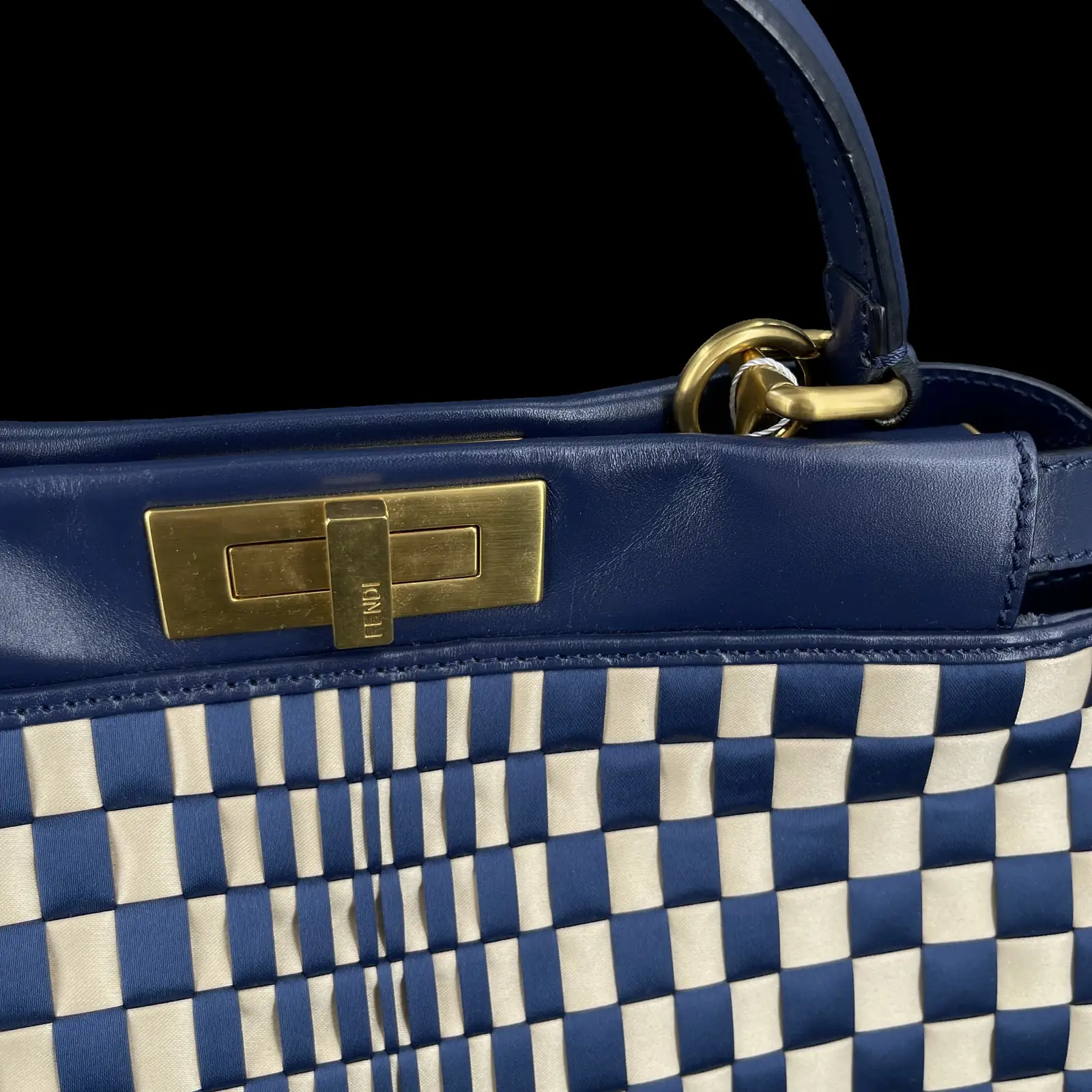 Fendi Peekaboo Medium Bag Woven Navy and Beige – 4