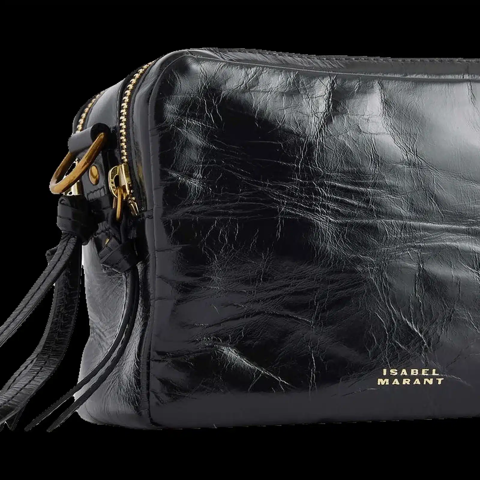 Borsa Isabel Marant Wardy Camera in Pelle Stropicciata Nera – 3