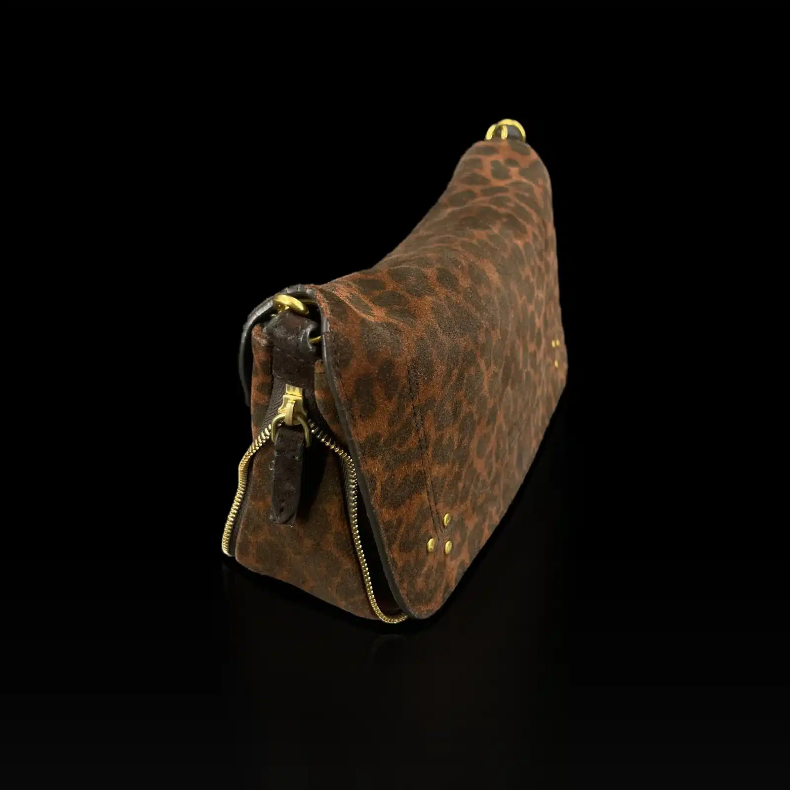 Sac Jerome Dreyfuss Bobi Small léopard, vue de côté avec zip doré