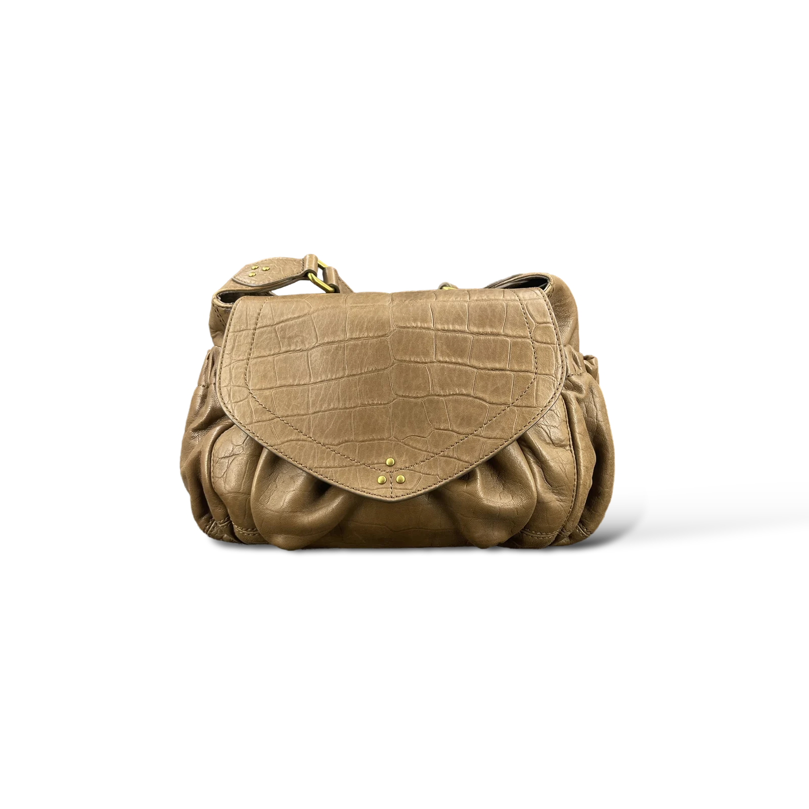 Sac Jérôme Dreyfuss Helmut Taupe en Cuir Effet Croco – Taille M