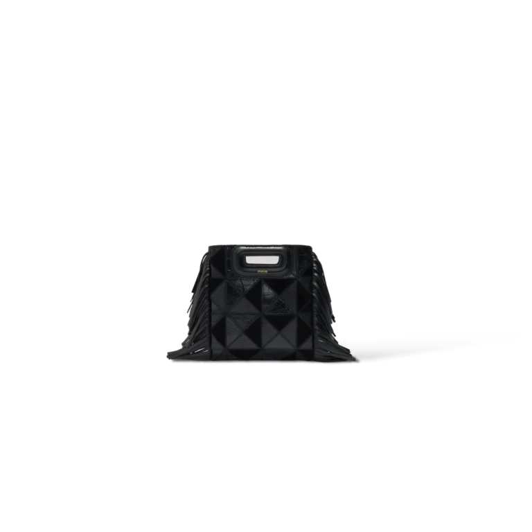 Sac Maje M Mini Patchwork Noir à Franges