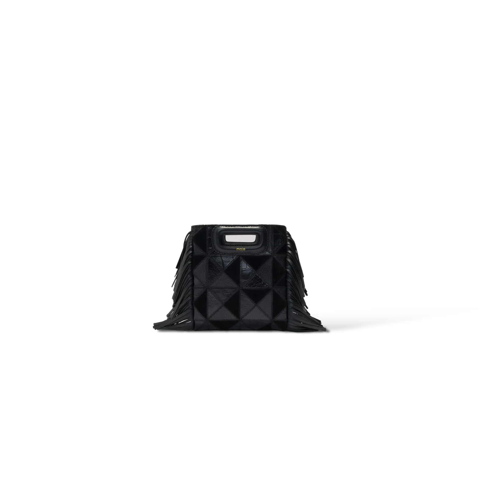 Sac Maje M Mini Patchwork Noir à Franges