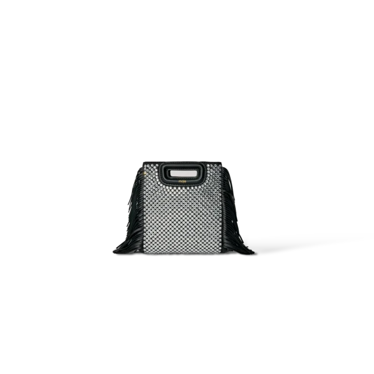 Sac Maje M Mini à Strass et Franges Noir