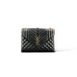 Borsa Saint Laurent Envelope Medium Nera Pelle Trapuntata – Catena Dorata