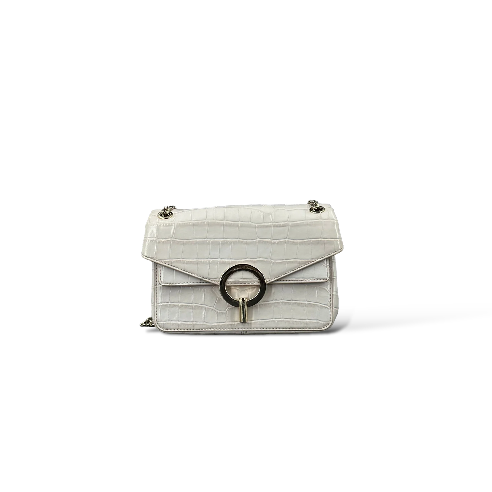 Sac Sandro Yza Cuir Effet Croco Crème – Taille Médium