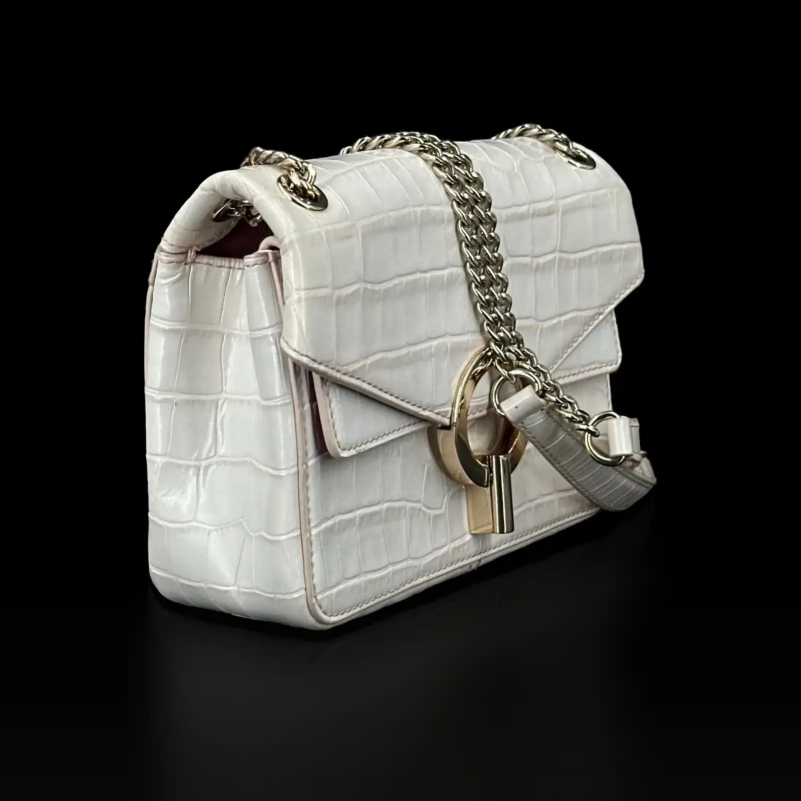 Sandro Yza Bag Cream Croc-Effect Leather – Medium Size