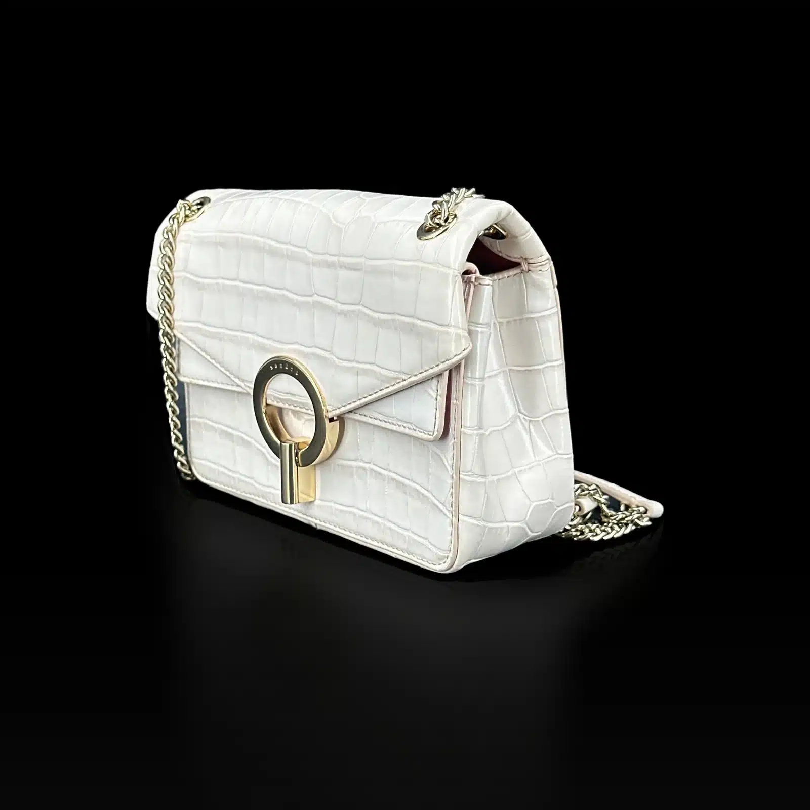 Sandro Yza Bag Cream Croc-Effect Leather – Medium Size – 2