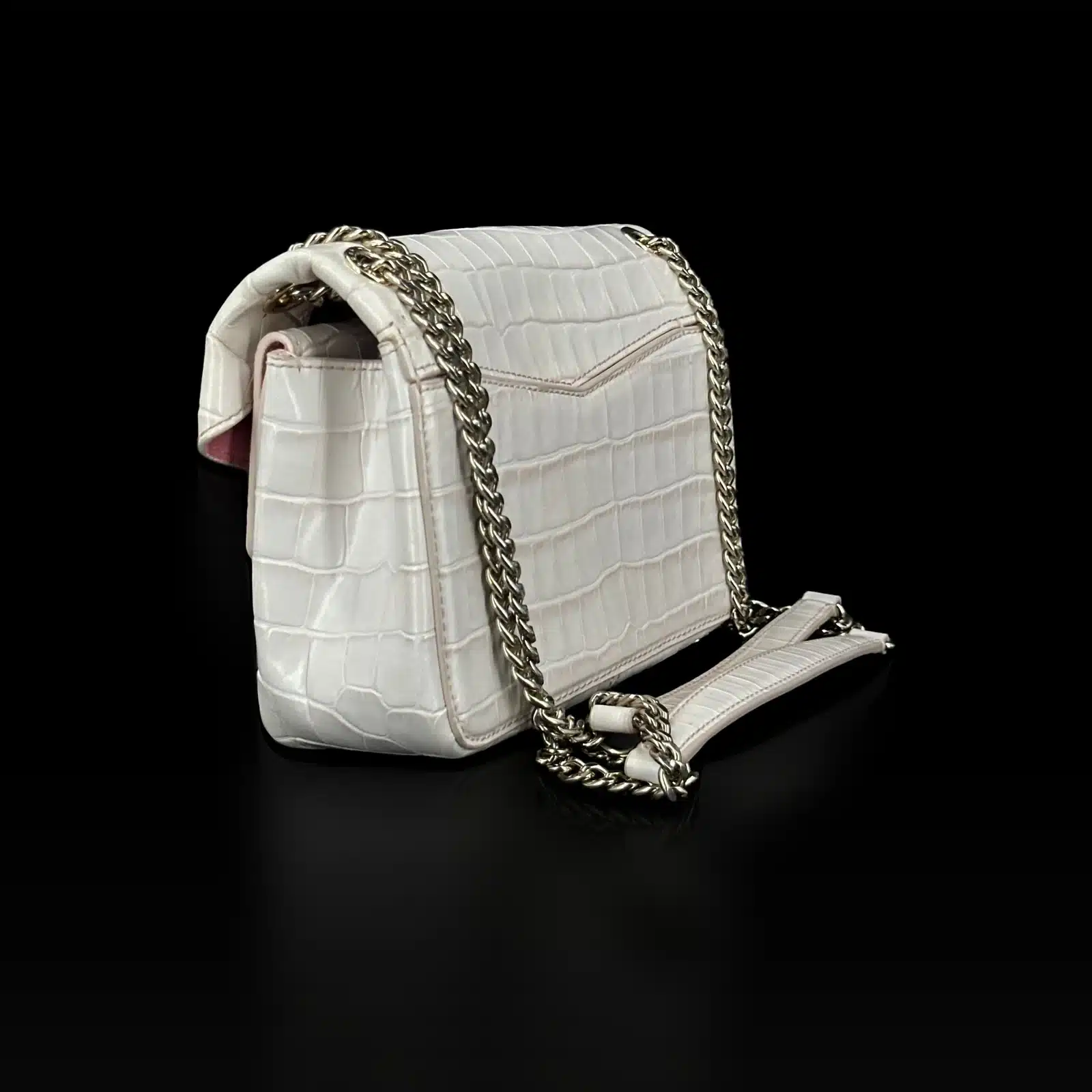 Sandro Yza Bag Cream Croc-Effect Leather – Medium Size – 3