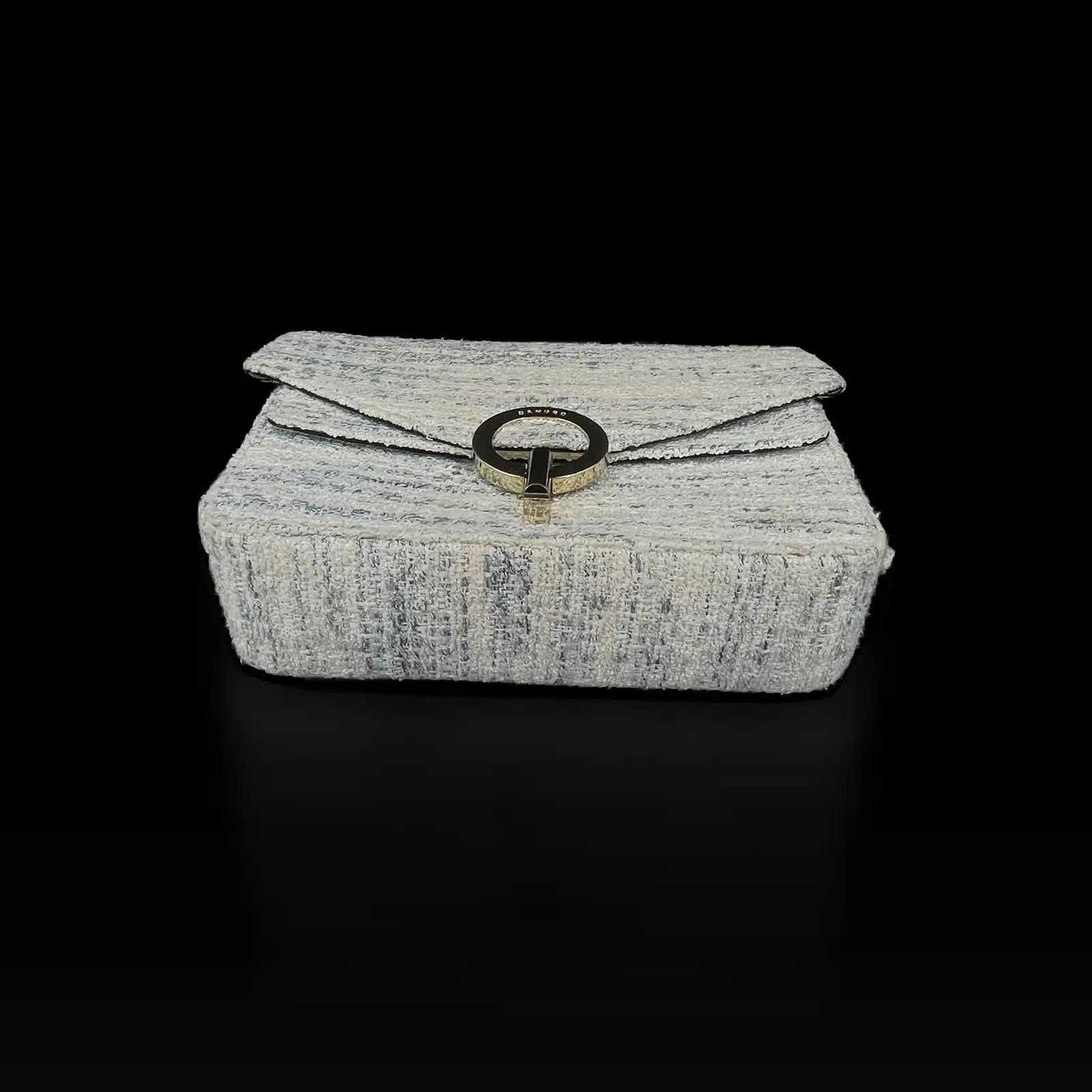 Sac Sandro Yza Médium en Tweed Écru et Bleu