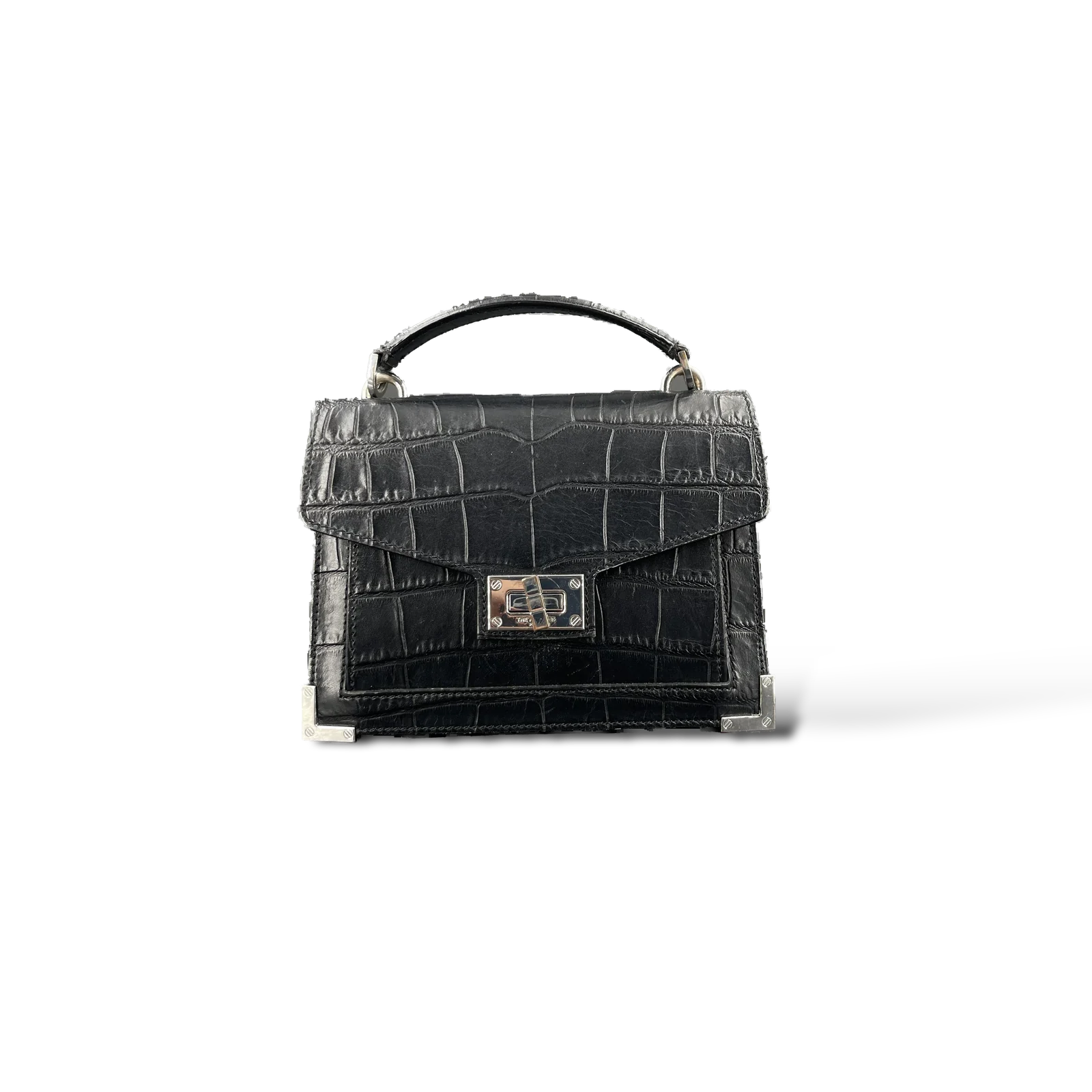 Sac The Kooples Emily Noir Effet Croco – Taille Médium
