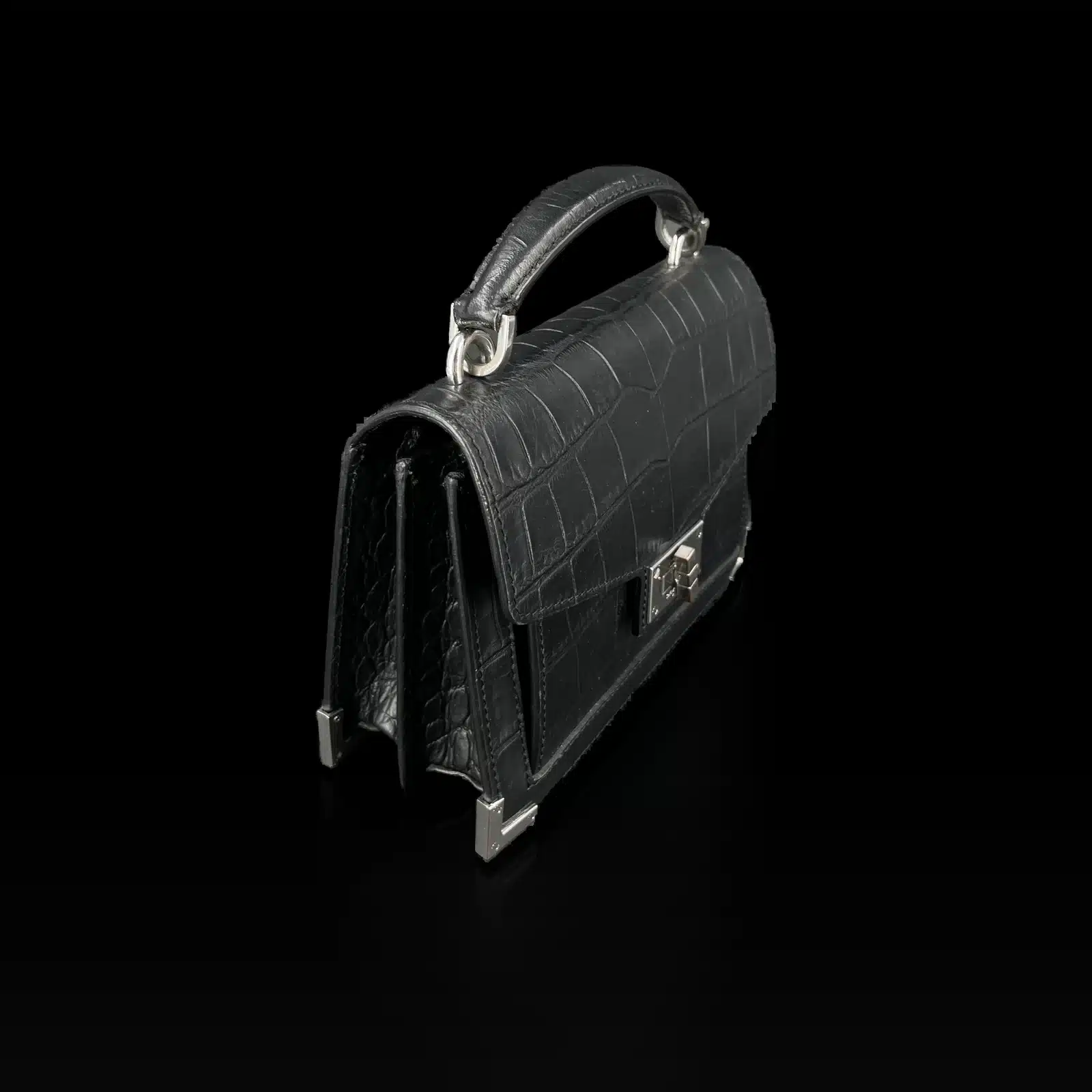 The Kooples Emily Bag Black Croc-Effect – Size Medium – 2