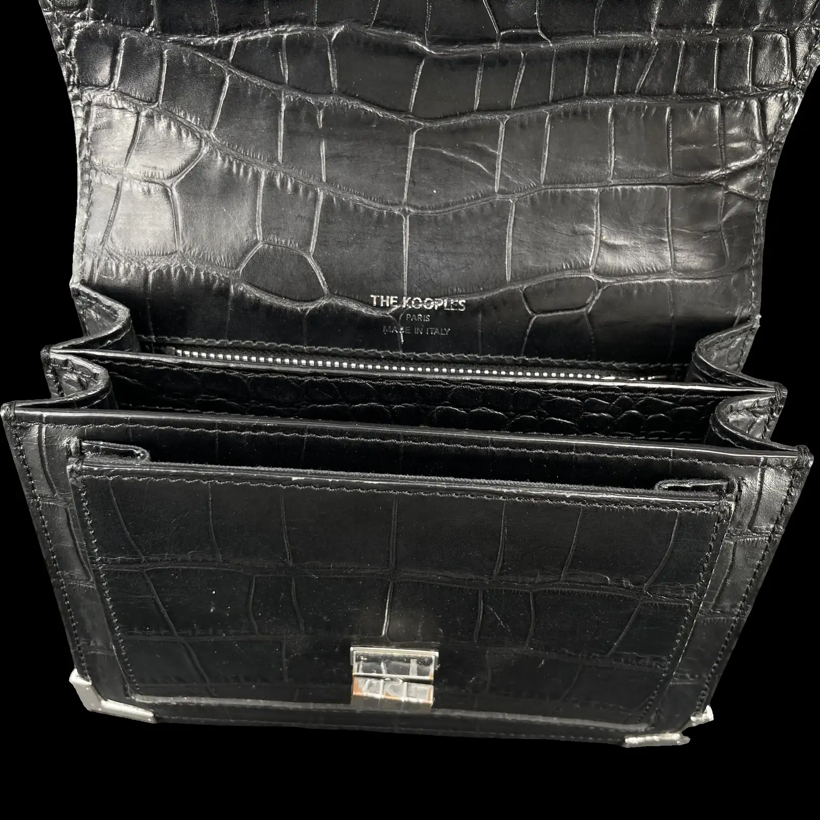 The Kooples Emily Bag Black Croc-Effect – Size Medium – 5