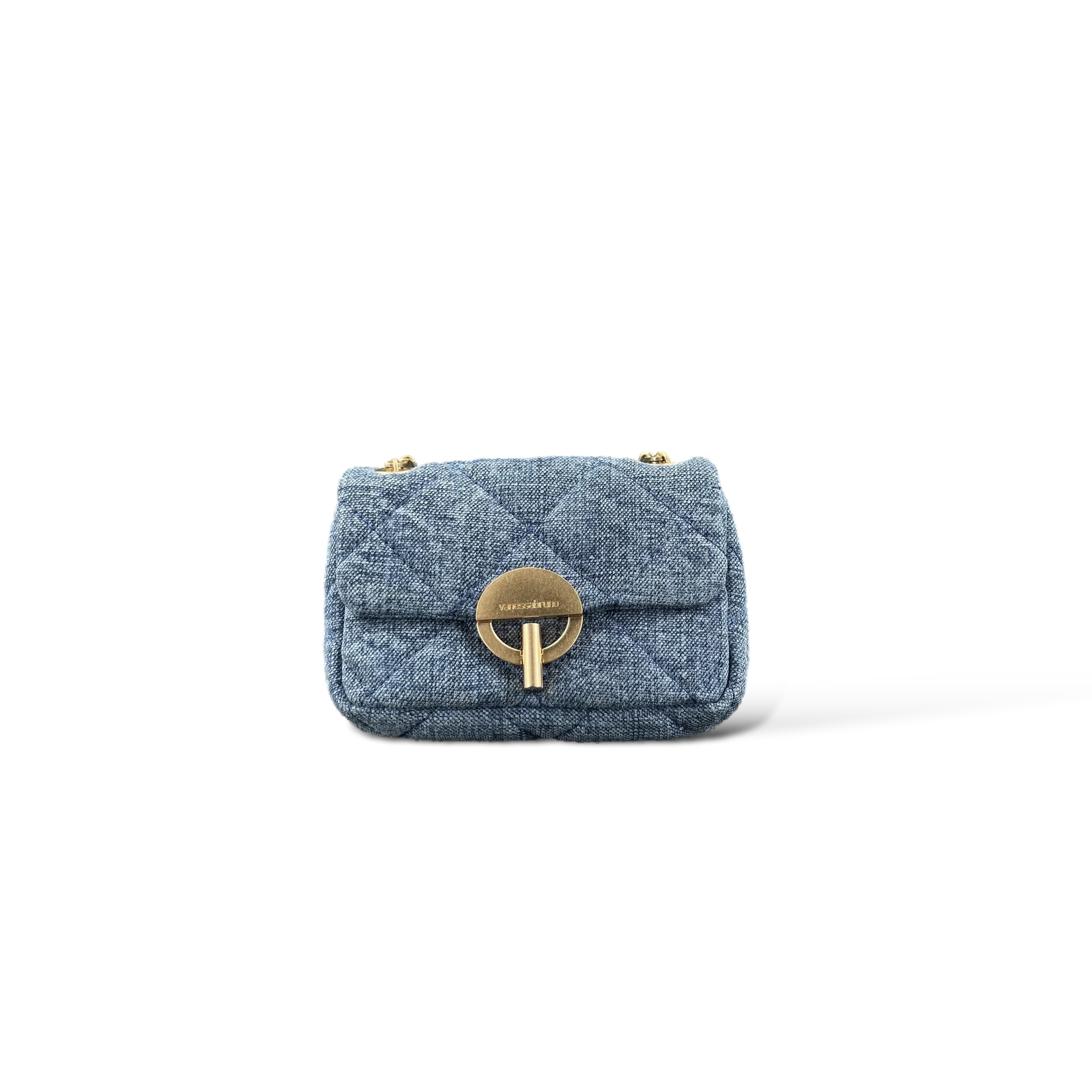 Sac Vanessa Bruno Moon Small en Denim Matelassé Bleu